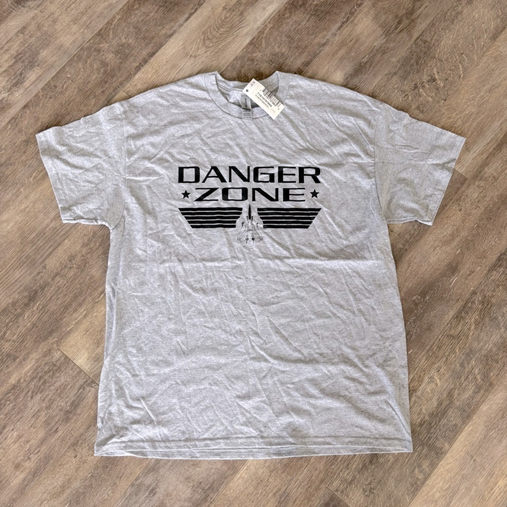 NWT! “Danger Zone” Graphic Heavy Weight Cotton T-Shirt - Gray